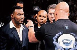 The staredown between Mike Tyson and Steve Austin became an instant classic.